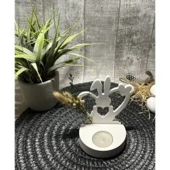 Osterdeko|Frau Yakusas KreativChaos Teelichthalter Einschieber Raysin Osterhase Herz Trockenblumen Geschenkidee Ostern Mitbringsel Dekoration Homedekor weiß
