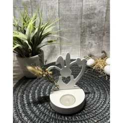 Osterdeko|Frau Yakusas KreativChaos Teelichthalter Einschieber Raysin Osterhase Herz Trockenblumen Geschenkidee Ostern Mitbringsel Dekoration Homedekor weiß