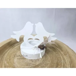 Discount Teelichthalter mit Vogelpaar und Herz aus Beton - Dekoration Hochzeitsgeschenke