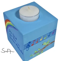 Outlet Teelichthalter/Kerzenwürfel/Teelichtwürfel aus Holz "Du bist ein Ton in Gottes Melodie" zur Taufe/Kommunion/Konfirmation Geschenke