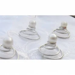 New 4-teiliger Hochzeitsschmuck mit echten(!) Süßwasser-Perlen, Sterling-Silber und Kristallkugeln Brautschmuck