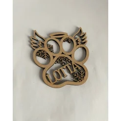 Best Tierpfote mit Engelsflügeln, personalisierte Holzdekoration, Erinnerung Baumschmuck