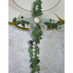 Sale TISCHDEKO * 3tlg. * dekorierte BUCHSBAUMKREUZE *  Taufe * Kommunion * Hochzeit * Feste * Tischaufleger * Tischdekoration