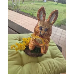 Sale Tischdeko auf Baumscheibe Ostern Hase in Paillettentechnik Osterdeko
