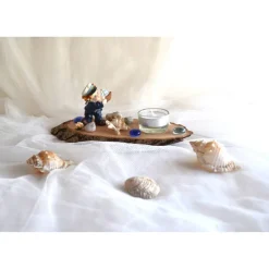 Tischdekoration|Geschenke und Keramik Tischdeko Baumscheibe "Matrose mit Schiff"