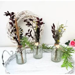 Tischdeko Trockenblumen in klaren Glasvasen 3er Set Stückpreis 7,95 Euro Tischdekoration