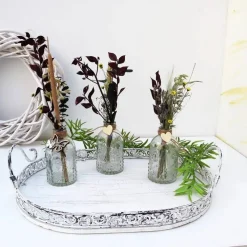 Tischdeko Trockenblumen in klaren Glasvasen 3er Set Stückpreis 7,95 Euro Tischdekoration