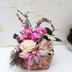 Tischdekoration|DeinZuhause Tischgesteck Tischdeko romantisch  mit Rose