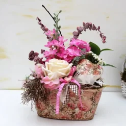 Tischdekoration|DeinZuhause Tischgesteck Tischdeko romantisch  mit Rose