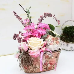 Tischdekoration|DeinZuhause Tischgesteck Tischdeko romantisch  mit Rose