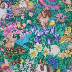 Sale Tischläufer mit  Hasenmotiven im Frühlingsblumenbeet Ostertischdeko