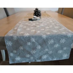 Weihnachtsdeko|friess-design Tischläufer "Neve" Jacquard Baumwolle silbergrau 140x40cm