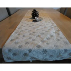 Weihnachtsdeko|friess-design Tischläufer "Neve" Jacquard Baumwolle silbergrau 140x40cm
