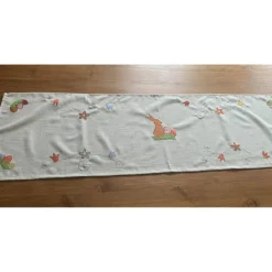 Best Tischläufer Tischdecke mit fröhlich-bunten Applikationen Ostern Frühling Osterhase Osterei Blumen Baumwolle 41 x136 cm Ostertischdeko