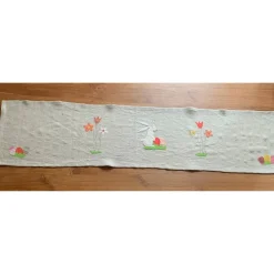 Sale Tischläufer Tischdecke mit fröhlich-bunten Applikationen Ostern Frühling Osterhase Osterei Blumen Baumwolle 33x135cm Ostertischdeko
