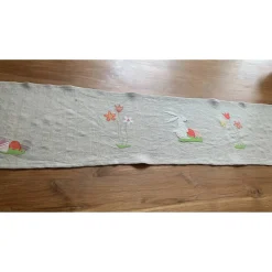Sale Tischläufer Tischdecke mit fröhlich-bunten Applikationen Ostern Frühling Osterhase Osterei Blumen Baumwolle 33x135cm Ostertischdeko
