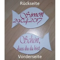 Dekoration|De lütte Stöberstuuv Tisckarte, Gästegeschenk Fisch aus Holz