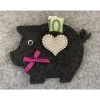 Geldgeschenke|DiyDrei Tolles Filzschweinchen verziert, Gutschein, Ticket, Geldgeschenk, ca 16 x 14 cm