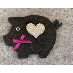 Geldgeschenke|DiyDrei Tolles Filzschweinchen verziert, Gutschein, Ticket, Geldgeschenk, ca 16 x 14 cm
