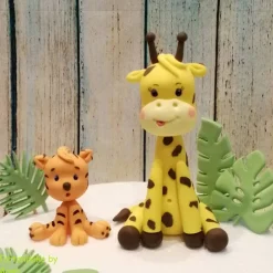 Hot Tortenaufleger Fondant Geburtstag Tortendeko Safari Giraffe Gerda und Tiger Baby Tortendekoration