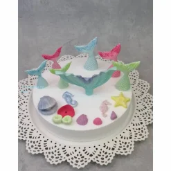Tortendekoration|Tortendeko by Mona Tortenaufleger Fondant Geburtstag Tortendeko Mermaid  Meerjungfrauen Flossen