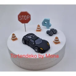 Tortendekoration|Tortendeko by Mona Tortenaufleger Fondant Rennwagen Auto Set – Personalisierte Tortendeko Geburtstag & Taufe