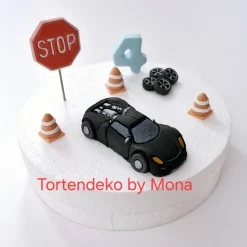 Tortendekoration|Tortendeko by Mona Tortenaufleger Fondant Rennwagen Auto Set – Personalisierte Tortendeko Geburtstag & Taufe