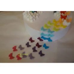 Tortendekoration|Tortendeko by Mona Tortenaufleger Fondant Zuckerfigur Geburt Geburtstag  Regenbogen Schmetterlinge Wolken Tortendeko Tortentopper Fondantfigur Deko Mädchen