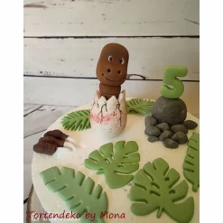 New Tortendeko Dino aus den Ei  Urzeittier Tortenaufleger Fondantfigur Zuckerfigur Tortendekoration