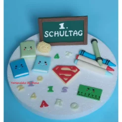 Einschulung|Tortendeko by Mona Tortendeko  Fondant Schulanfang Schule Einschulung SchulsetTortendeko Tortentopper Tortenaufleger Fondant Schulanfang Sc