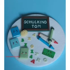 Einschulung|Tortendeko by Mona Tortendeko  Fondant Schulanfang Schule Einschulung SchulsetTortendeko Tortentopper Tortenaufleger Fondant Schulanfang Sc