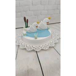 Tortendekoration|Tortendeko by Mona Tortendeko Tortentopper Zuckerfigur Schwanenkönig/ Königin See