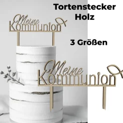 Discount Tortenstecker Kommunion Tortendeko Holz Cake Topper Dekoration