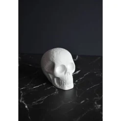 Totenkopf Flammen – Halloweenfigur aus Gips zum Selbstgestalten Geschenke