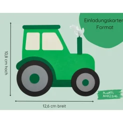 Einladungskarten|Always Amazing GbR Traktor Einladungskarte Bastelset | Mottoparty Traktor | Traktor Kindergeburtstag | Einladung Traktor | Traktor Party