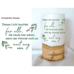 Outlet Trauerkerze mit Holz und Teelichteinsatz - Design Olive Trauerkerzen