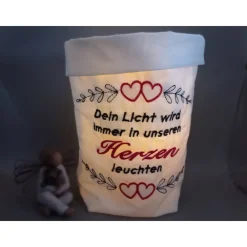 Trauerlicht, Erinnerungslicht - Dein Licht wird immer in unseren Herzen leuchten - Gedenklicht, Trauerbewältigung Mutmacher