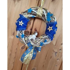 Weihnachtsdeko|Tinasdeko2019 Türdeko Advent Engel blau/Gold 30cm