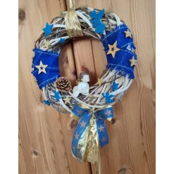 Weihnachtsdeko|Tinasdeko2019 Türdeko Advent Engel blau/Gold 30cm