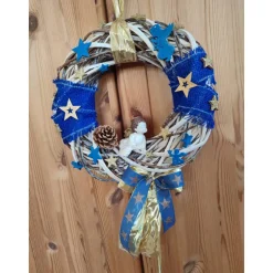 Weihnachtsdeko|Tinasdeko2019 Türdeko Advent Engel blau/Gold 30cm