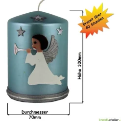 Outlet türkise Weihnachtskerze mit Trompetenengel Kerzen & Beleuchtung