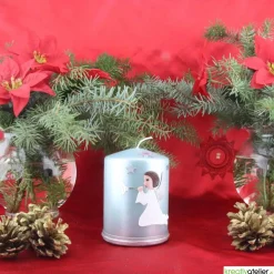 Outlet türkise Weihnachtskerze mit Trompetenengel Kerzen & Beleuchtung