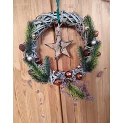 Clearance Türkranz Advent Weihnachts-Türkranz Weidenkranz Stern Holz 30cm Weihnachtsdeko