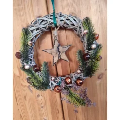 Clearance Türkranz Advent Weihnachts-Türkranz Weidenkranz Stern Holz 30cm Weihnachtsdeko