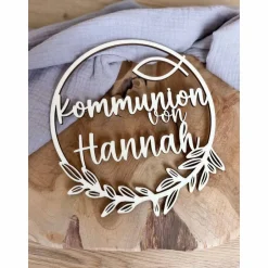 Best Türkranz personalisiert Kommunion / Konfirmation / Taufe / Kranz mit Namen / Wanddekoration Dekoration