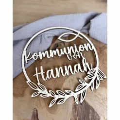 Best Türkranz personalisiert Kommunion / Konfirmation / Taufe / Kranz mit Namen / Wanddekoration Dekoration