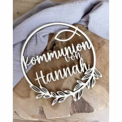 Best Türkranz personalisiert Kommunion / Konfirmation / Taufe / Kranz mit Namen / Wanddekoration Dekoration