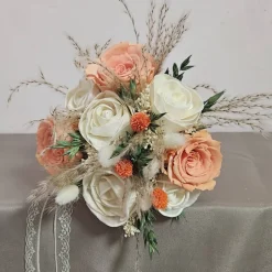 Accessoires|FlowerFrau Trockenblumen Strauß Hochzeit Braut Standesamt apricot creme