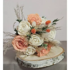 Accessoires|FlowerFrau Trockenblumen Strauß Hochzeit Braut Standesamt apricot creme