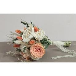 Accessoires|FlowerFrau Trockenblumen Strauß Hochzeit Braut Standesamt apricot creme